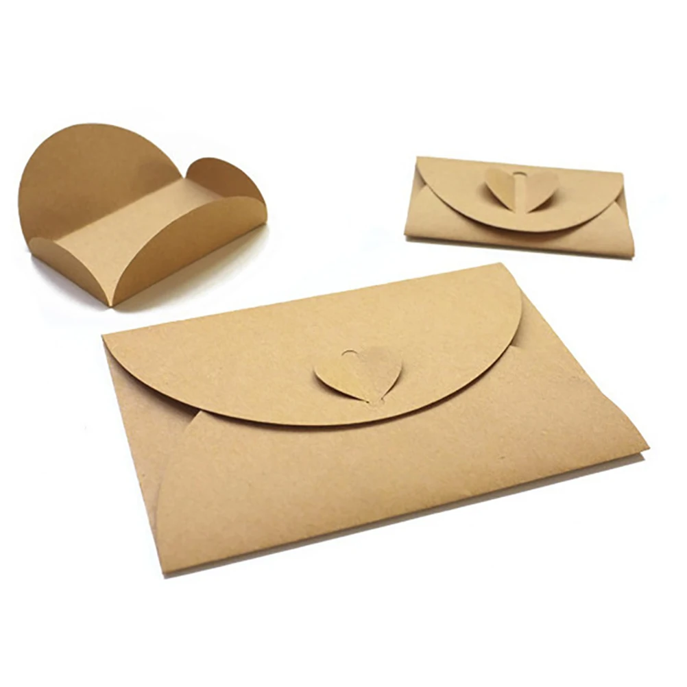 

12 PCS Kraft Paper Envelopes Retro Storage DIY Love Heart Vintage Name Cards Business Eco Friendly