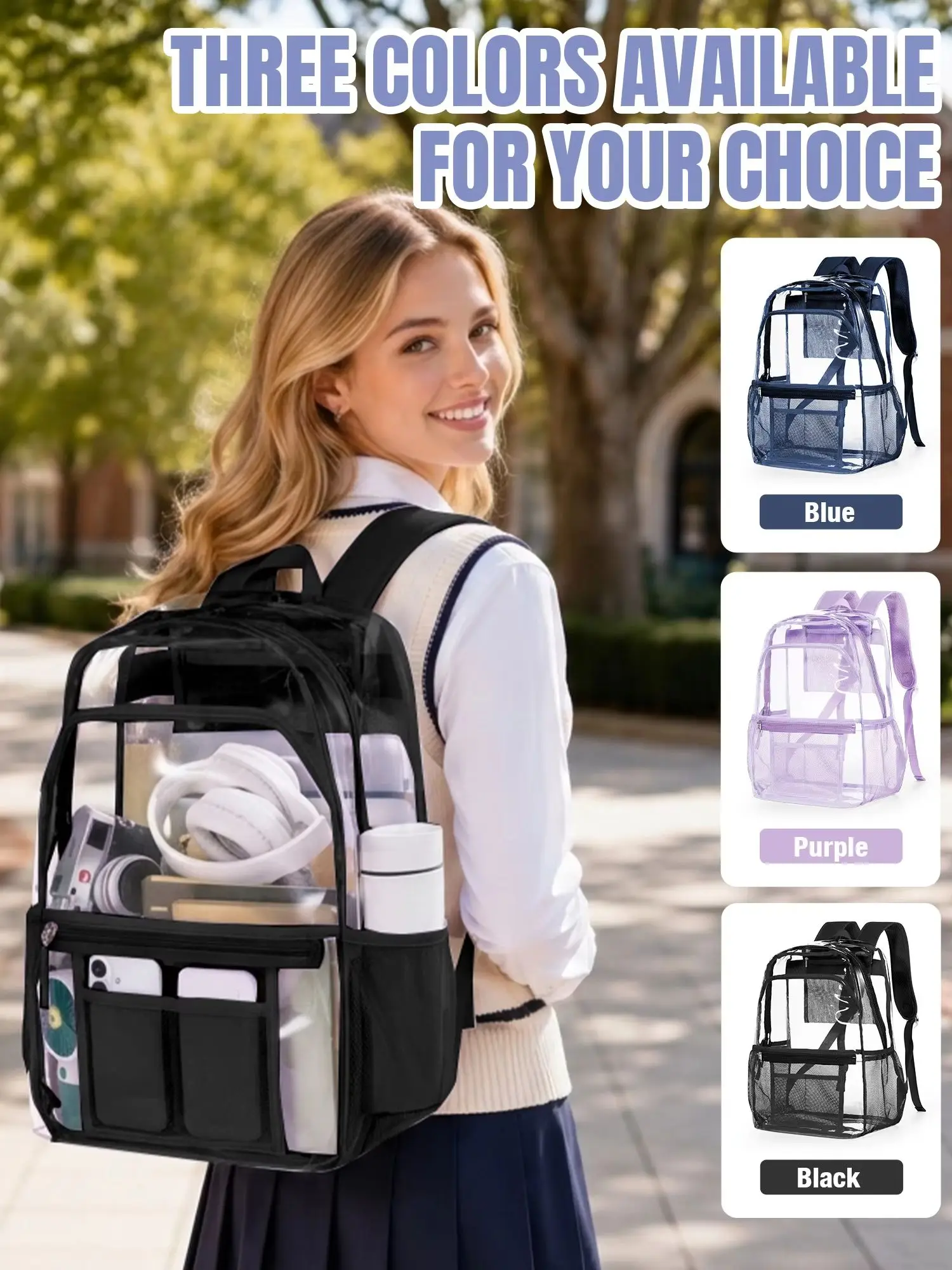 

Clear School Bags for University Student , Women Men Transparent Backpack, Girl's School Backpack Y2k Backpack Laptop Backpack