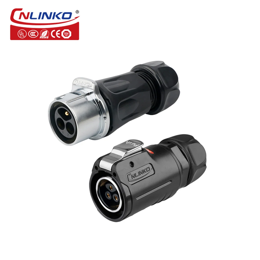 CNLINKO M24 35A Waterproof Electrical Wire Connector LP24 3 Pin Quick Release Butt Plug Panel Mount Socket Welding Pin Connector