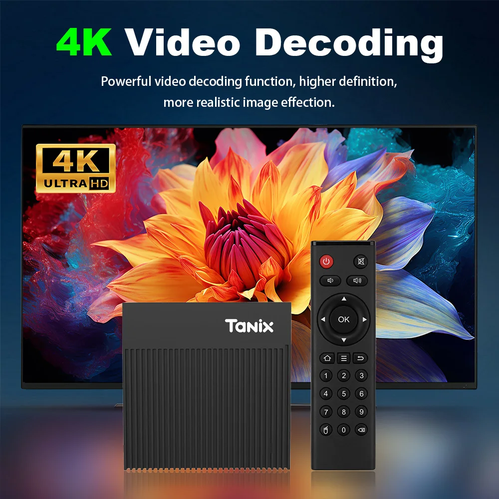 Tanix X4 Amlogic S905X4 صندوق التلفزيون الذكي أندرويد 11 4G 32G 64G 2.4G & 5G ثنائي النطاق واي فاي 100M 4K HD الذكية فك التشفير AV1 مشغل الوسائط