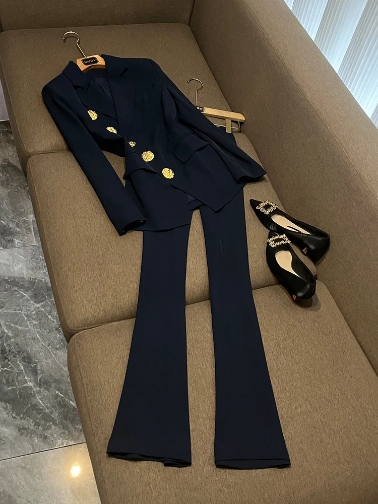 

Элегантный женский костюм-двойка с одной пуговицей и утяжкой на талии, весна 2026, модный, премиум-класса, артикул OK31