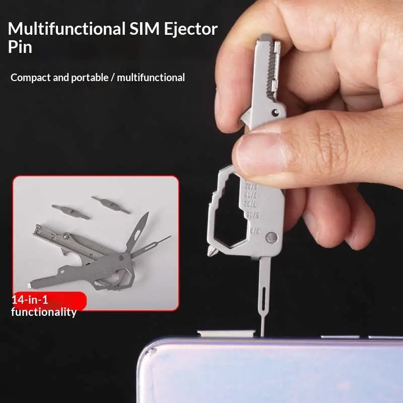 

Mini Multifunctional Keychain EDC Tool Knife SIM Card Ejector Pin Screwdriver Emergency Repair Tool For Outdoor And Home Use