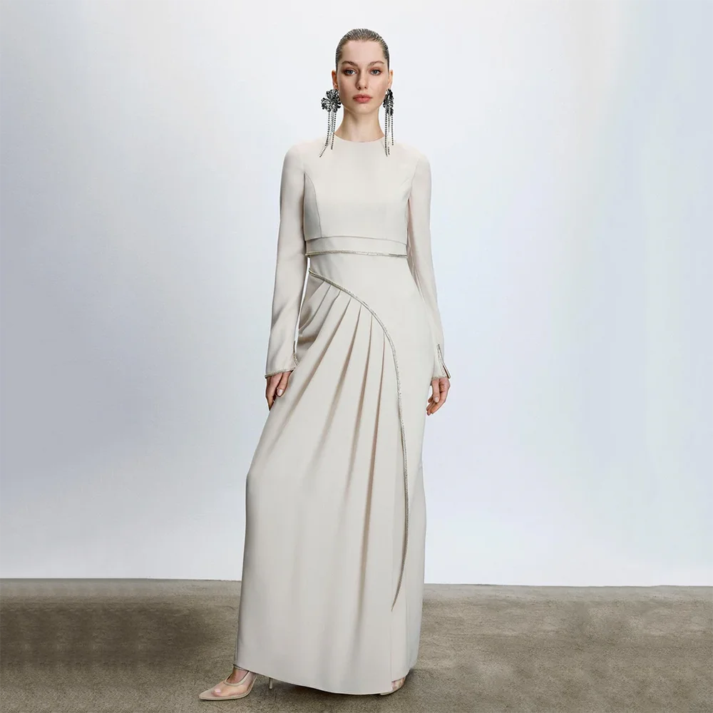 

Simple Evening Dress O-Neck Long Sleeves Mermaid Evening Gowns Floor Length Formal Occasion Prom Dresses Customized 2025