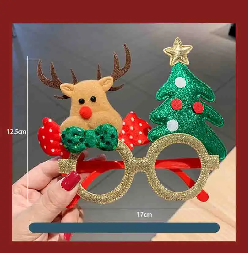 Kacamata Natal bingkai Santa Claus pohon Natal rusa besar Selamat Natal kacamata foto Prop dekorasi Natal Tahun Baru Navidad hadiah