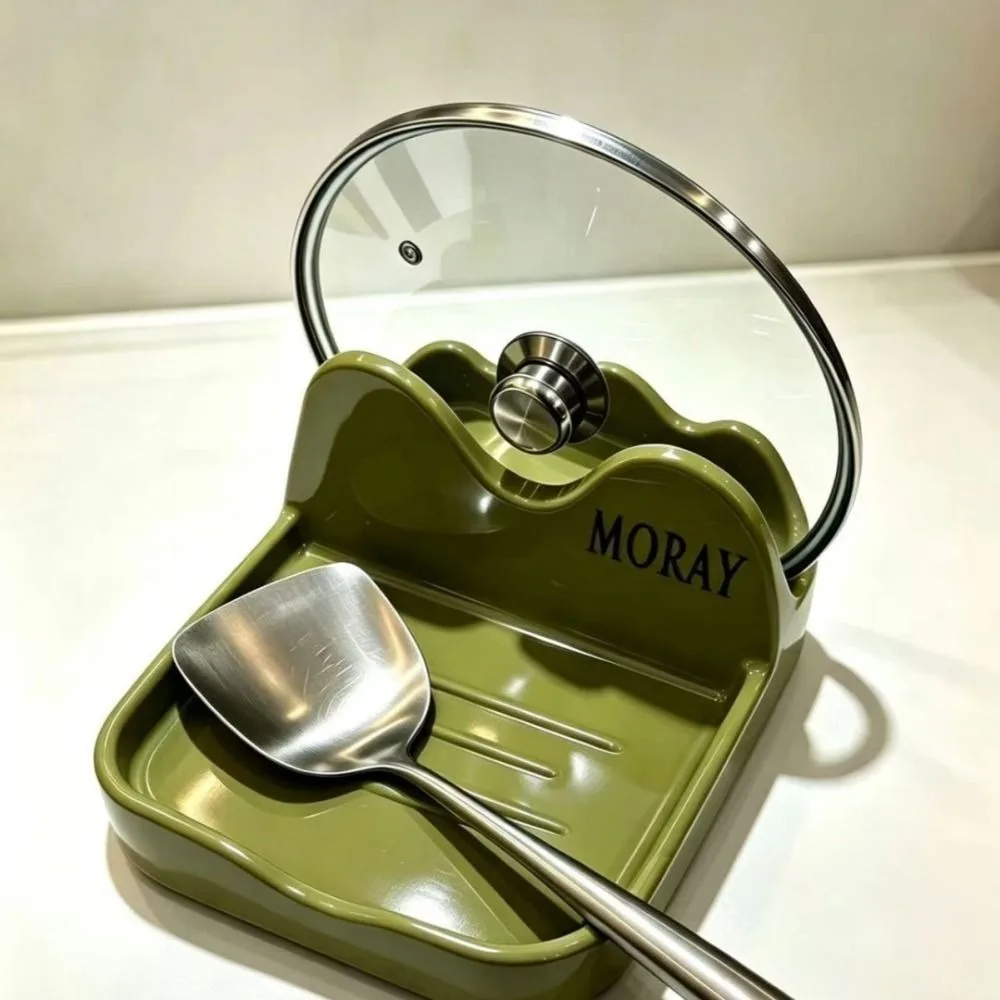 ABS Pot Lid Holder Multi-Functional Storage Non-Slip Countertop Spatula Rack Spoon Rest Kitchen Counter Organizer for Countertop