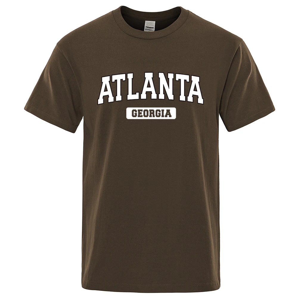 Atlanta Georgia Usa Stadt Brief Tops Männer Sommer Oversize T-Shirts Baumwolle Lose T Shirts Mode Atmungsaktiv Männlichen Kurzen Ärmeln