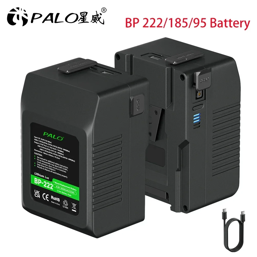V Mount V-Lock Battery BP 222 BP-185 BP 95 Bateria and PD 20W Type-C Cable for Sony Video Camera R5C BMPCC 6K Pro 4K 60P V-mount