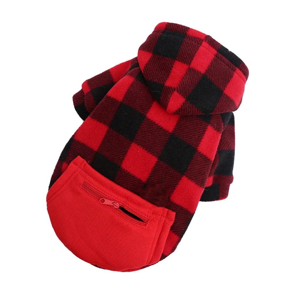 

Pet Christmas Costume Dog Apparel Winter Jacket Hat Xmas Clothes Photography Prop Reusable Washable Grid Pattern Bright Color