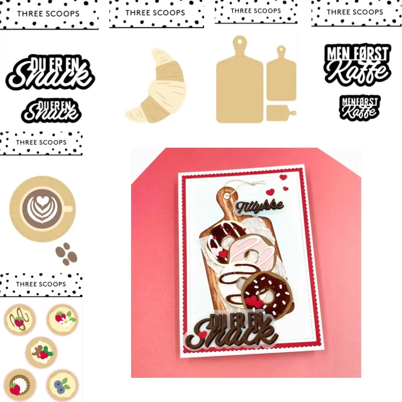 Bacon Board Croissant Doughnut Metal Cutting Dies Slimline Essentials Scrap Booking Card Stencil Cut Die for DIY Handmade Card