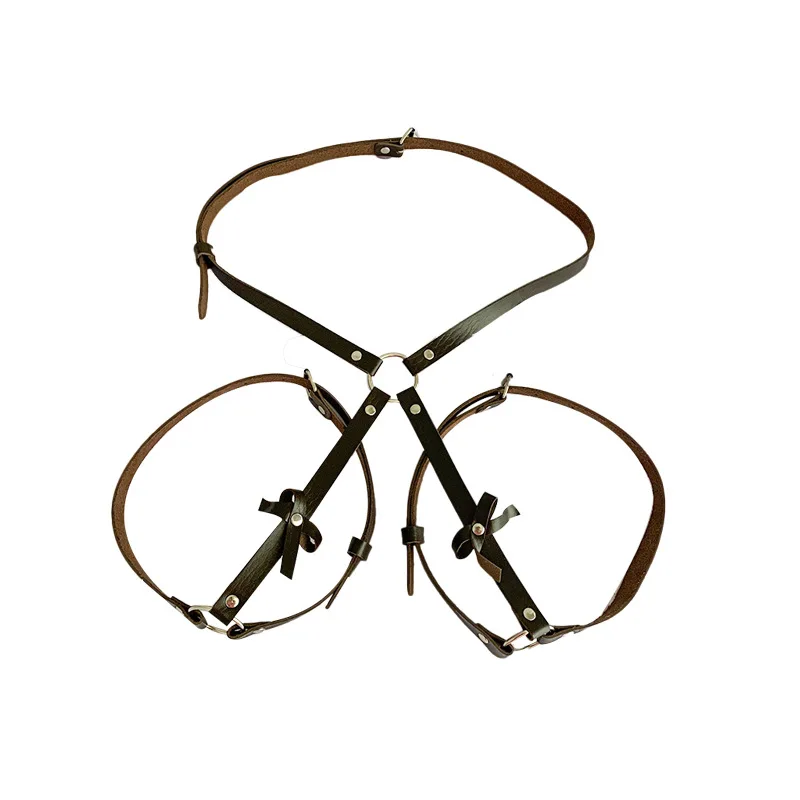 PU Leather Erotic Lingerie Women Harness Bra Set BDSM Bondage Body Garters Sexual Outfit Goth Lenceria Mujer Sexy Underwear Set
