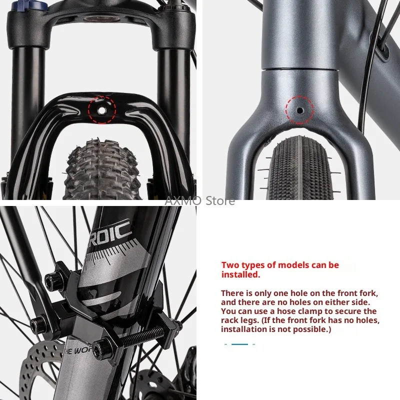 رف أمامي للدراجة على الطرق الجبلية، إطار أمامي للدراجة، رف تثبيت أمامي بدون حدود، سلة دراجة واحدة، أجزاء معدات ركوب الدراجات