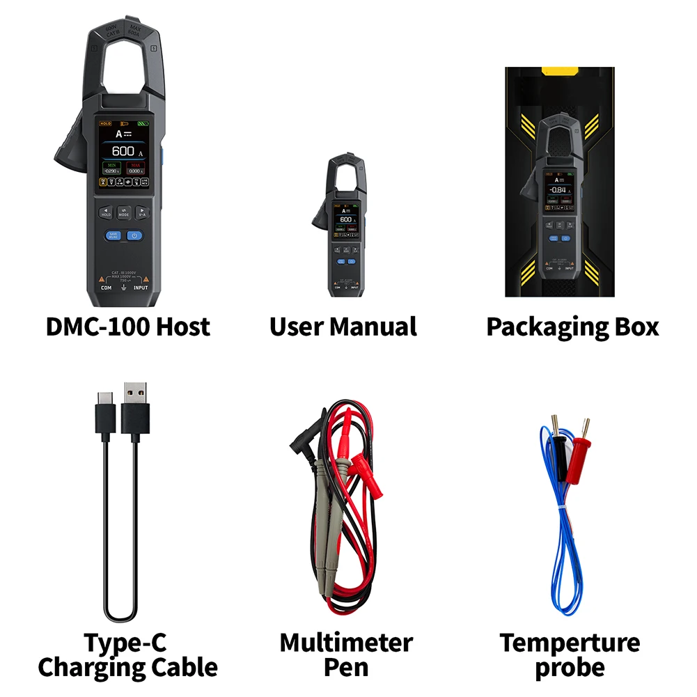 

DMC-100 DC AC Current Clamp Meter 10000 Count Digital Multimeter 600A For Precision Intelligent Clamp Meter Clamp Multimeter