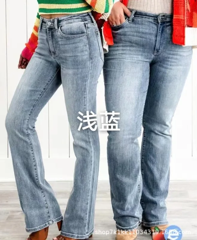 여성용 신상 패션 대형 사이즈 고탄력 스키니 진 여성용