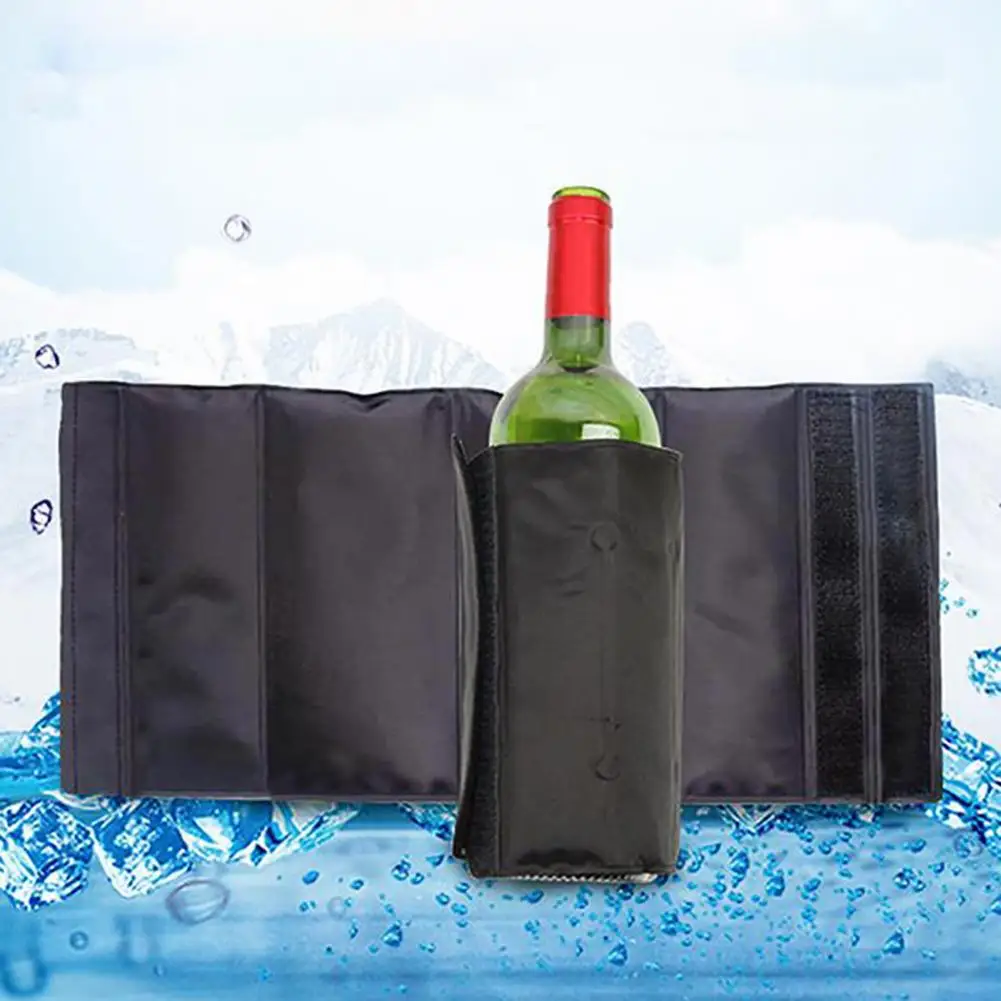 Wine Cooler Ice Bag Quick Frozening Gel Foldable Fastener Tape Picnic Beer Bottle Chiller Drink Champagne Cool Ice Pack Sleeve