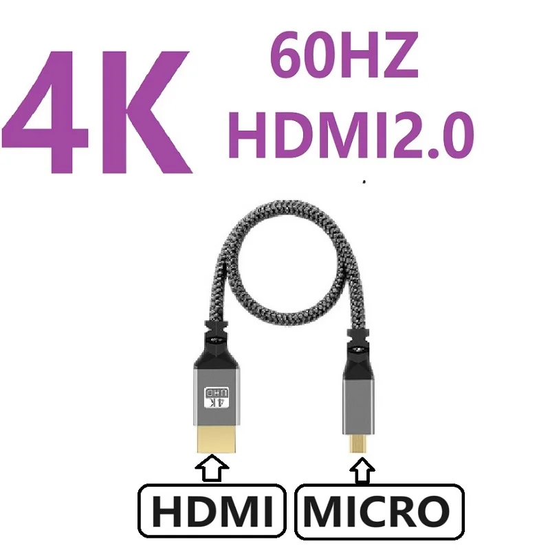 4K@60HZ UHD HDMI Cable Nylon Braid Compatible V2.0 HDMI TO MINI HDMI MINIHDMI Extension Male to Male Plug Cable hdtv tv Cable