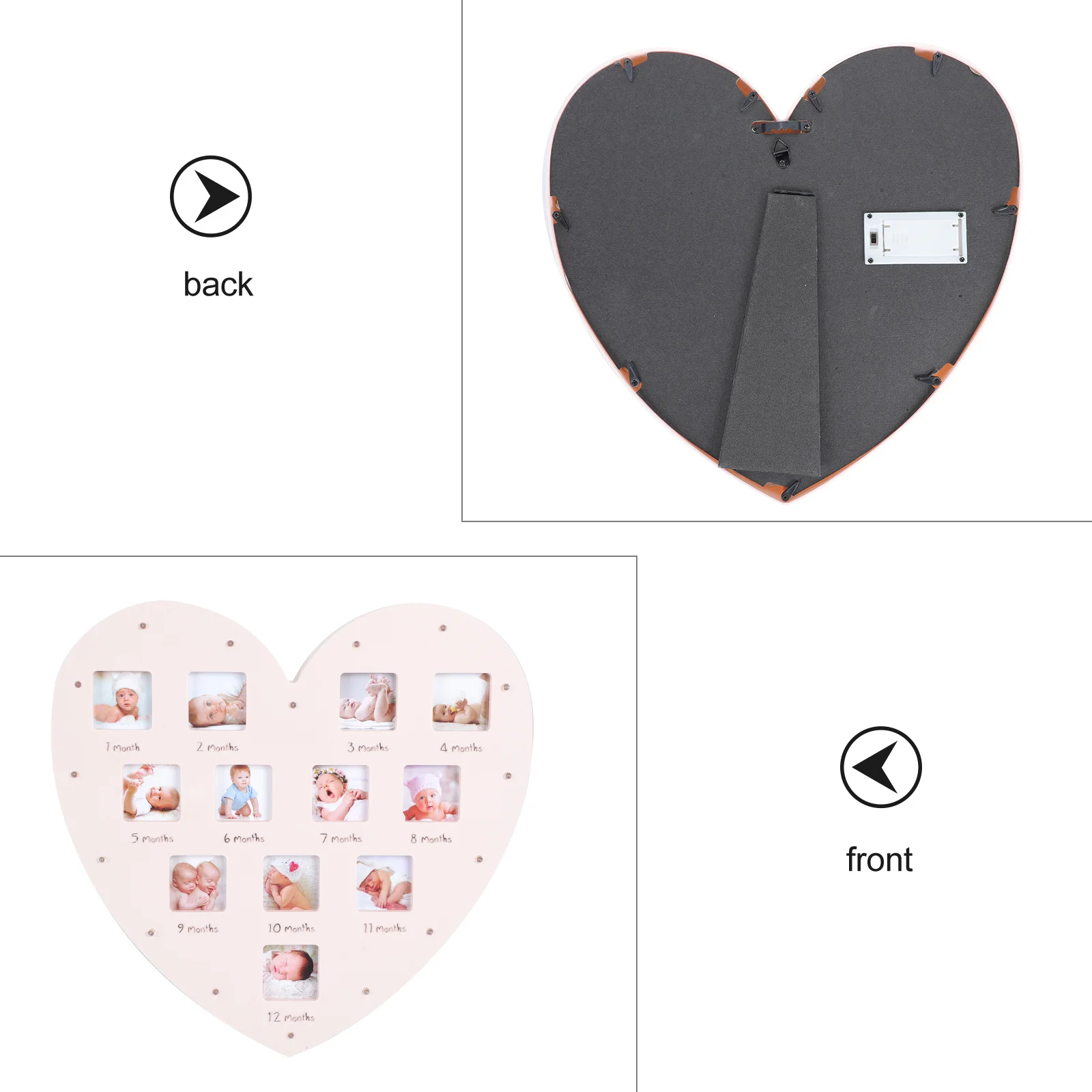 

Creative Heart Shape Baby Growth Frame Picture Frame with Year Infant Growth Photo Record Desktop Ornament
