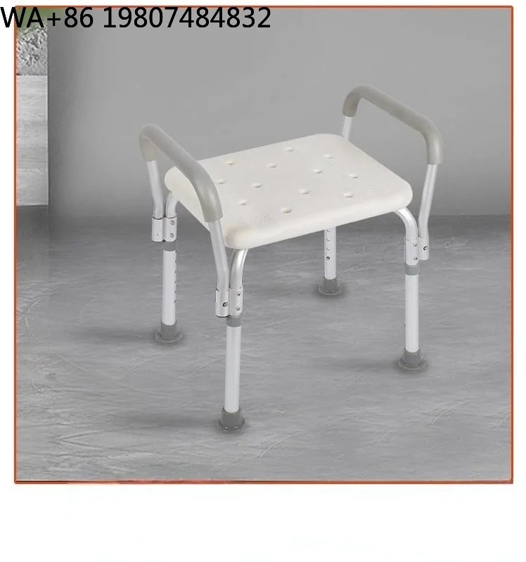 U Shape Foldable Shower Bench With Backrest Armrest Height Adjustable Anti Slip Foot Pad Medical Grade Bath Seat For Elderly