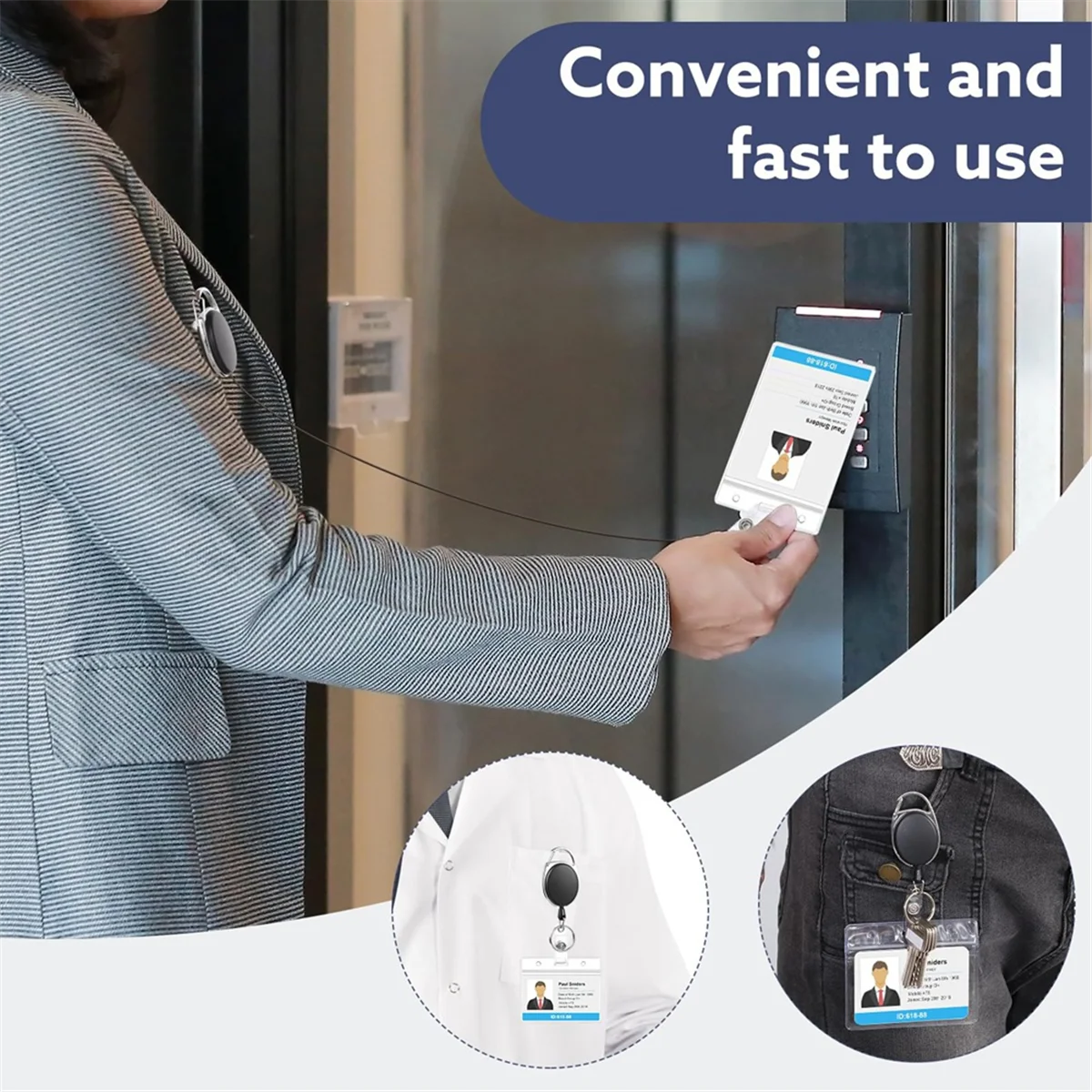 20 Pack Badge Reels Retractable ID Badge Holder with Carabiner Heavy Duty Badge Reel Clip and Key Chain for Work Office HGC