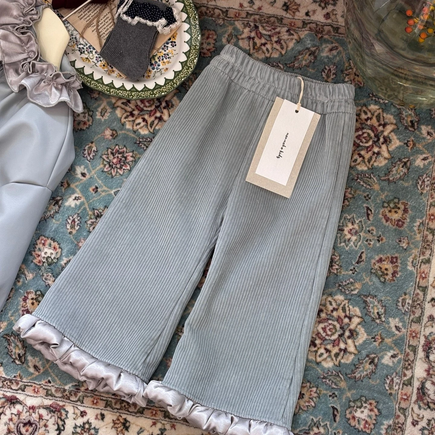 2026 Autumn Winter New Forest Style Fashion Simple Solid Color Cloud Edge Micro Pull Pants