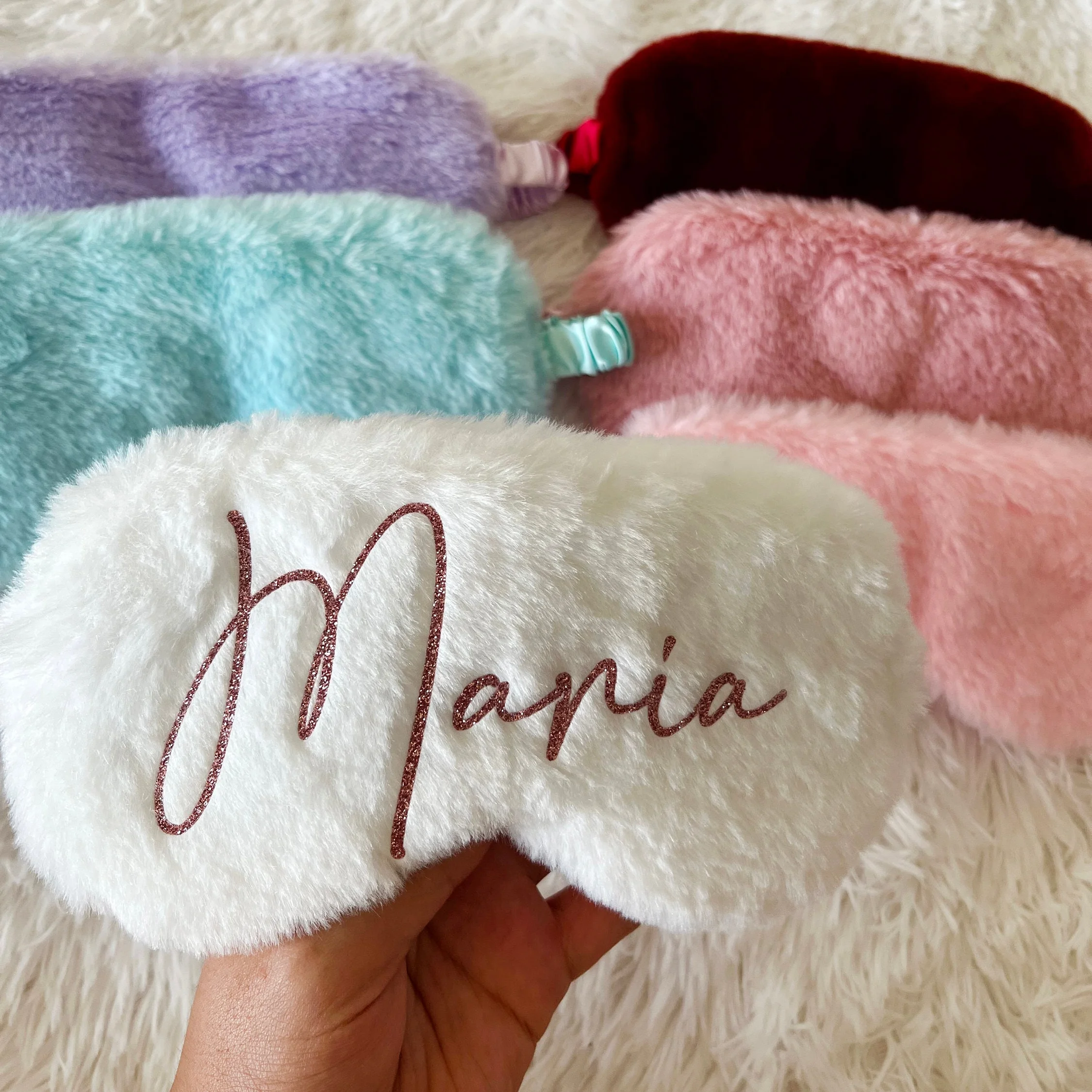 Personalized Rabbit Hair Eye Mask Plush Cute Cozy Sleep Eye masks Sleepover Gift Cartoon Sleep Mask Good Sleep Aid