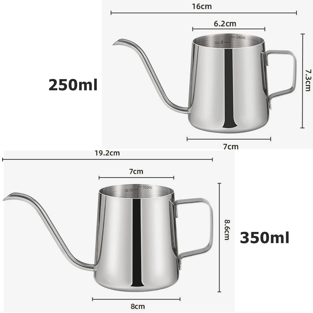 Long Narrow Spout Coffee Pot 12 Oz Small Fine Stainless Pour Over Drip Coffee Pot 8.5 OZ Gooseneck Tea Kettle Black