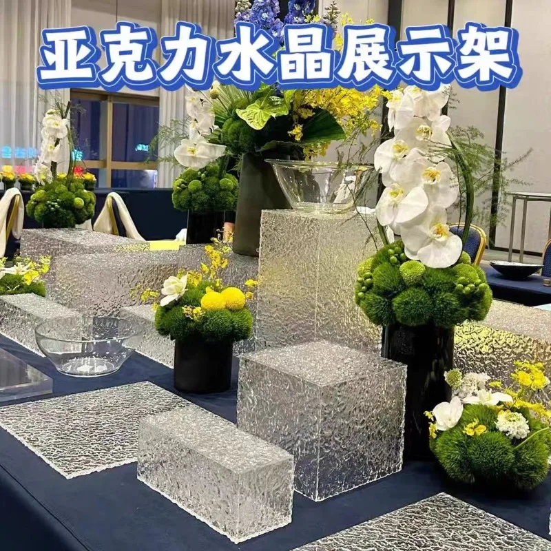 Acrylic dessert table, stone pattern display seat, banquet arrangement rack