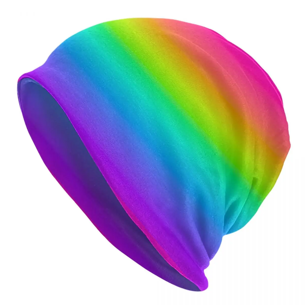 Neon Rainbow Ombre Unisex Adult Beanies Caps Knitted Bonnet Hat Warm Fashion Autumn Winter Outdoor Skullies Hats