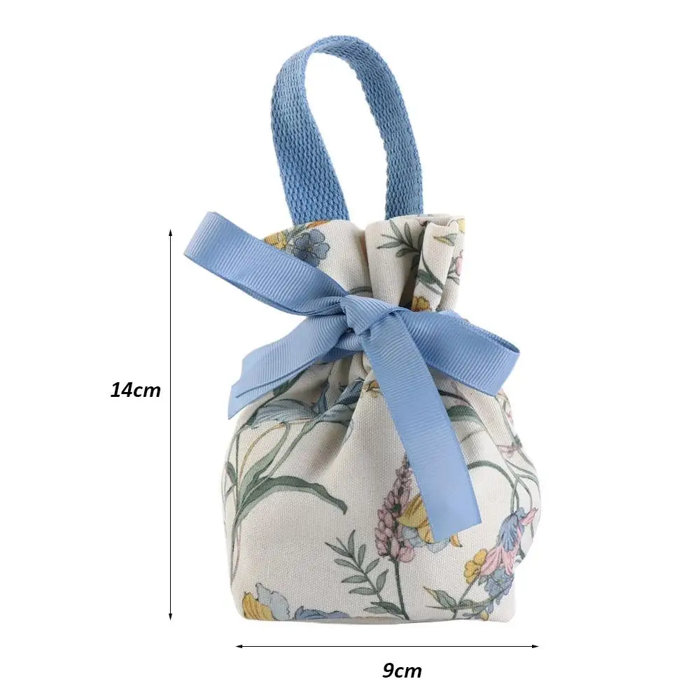 Bolso Floral de lona con cordón, bolsa con asa superior, estilo coreano, azúcar festivo, monedero, BILLETERA, cubo, flor, bolso de muñeca para exteriores