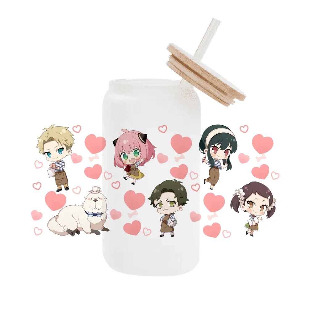 Японская манга SPY FAMILY для Libbey 16 унций банка стекло 3D водонепроницаемый УФ DTF кофе может обертка Libbey стеклянная пленка