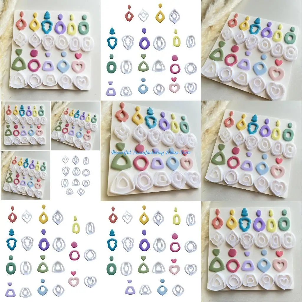 

E56A 11pcs Clay Cutter for Earrings Geometric Ear Pendant Molds Jewelry Supplies