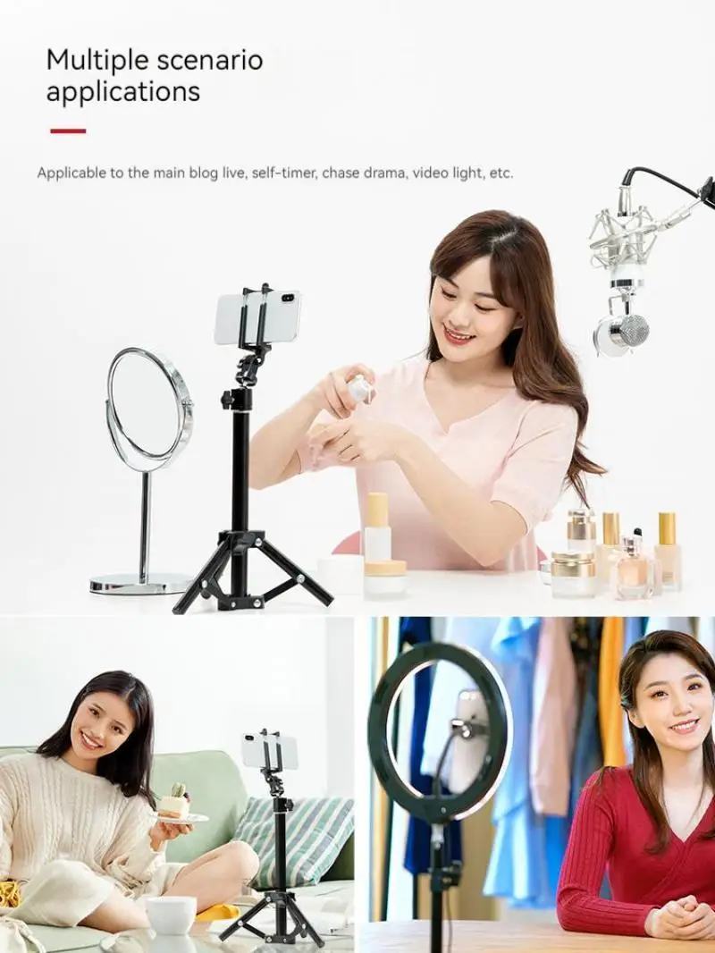 Складной Настольный Штатив 55/75 см, металлический держатель для мобильных устройств, для прямых трансляций, ding1/4 винта, с сумкой для хранения