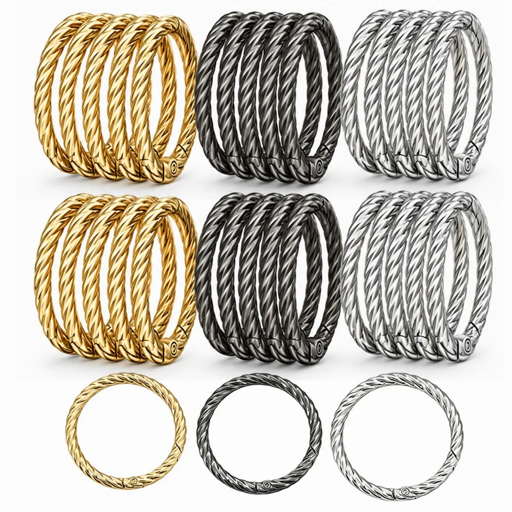 20Pcs Zinc alloy Twist Rope Circle Connector Closed Jump Rings Split Ring Thick for DIY Jewelry Materials Making Supplies