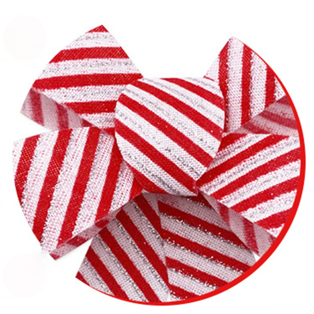 Christmas Tree Bow Ribbon With Candy Cane Stripe Pattern Holiday Decor Festive  Red And White Inspired Checkered Home Pendant