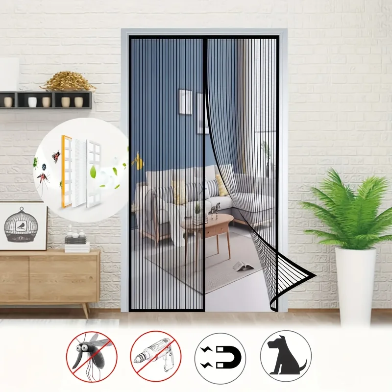 Summer Magnetic Self-Closing Door Screen, Fly Screen for Windows, Insect-Proof,  Made of Pure Woven Polyester, Suitable Kitchen