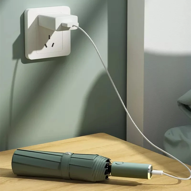 ZaiXiao New Automatic Folding Umbrella with Led Light Windproof Large Rain Umbrellas Portable Outdoor Parasol for Men Women