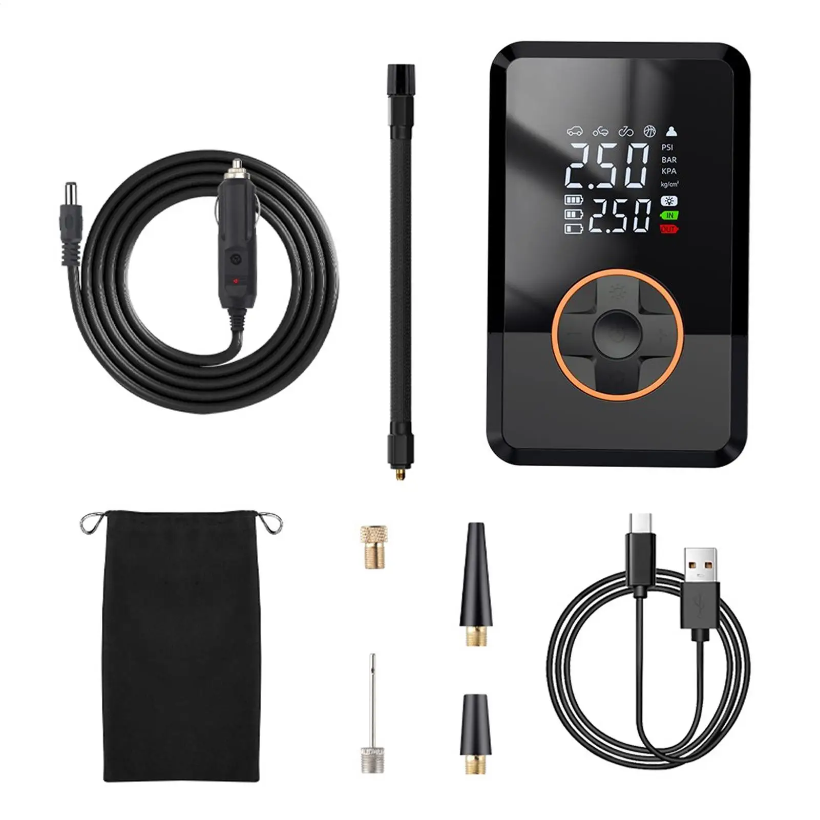 Electric air pump Compressor 130 PSI Tire Inflator With LED Smart Air Compressor For Car Bike Auto Truck Road Outdoor