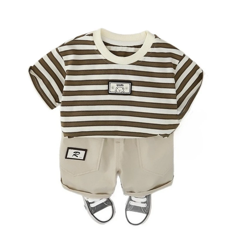 

New Summer Baby Boys Clothes Suit Children Girls Clothing T-Shirt Shorts 2Pcs/Sets Infant Casual Striped Costume Kids Tracksuits
