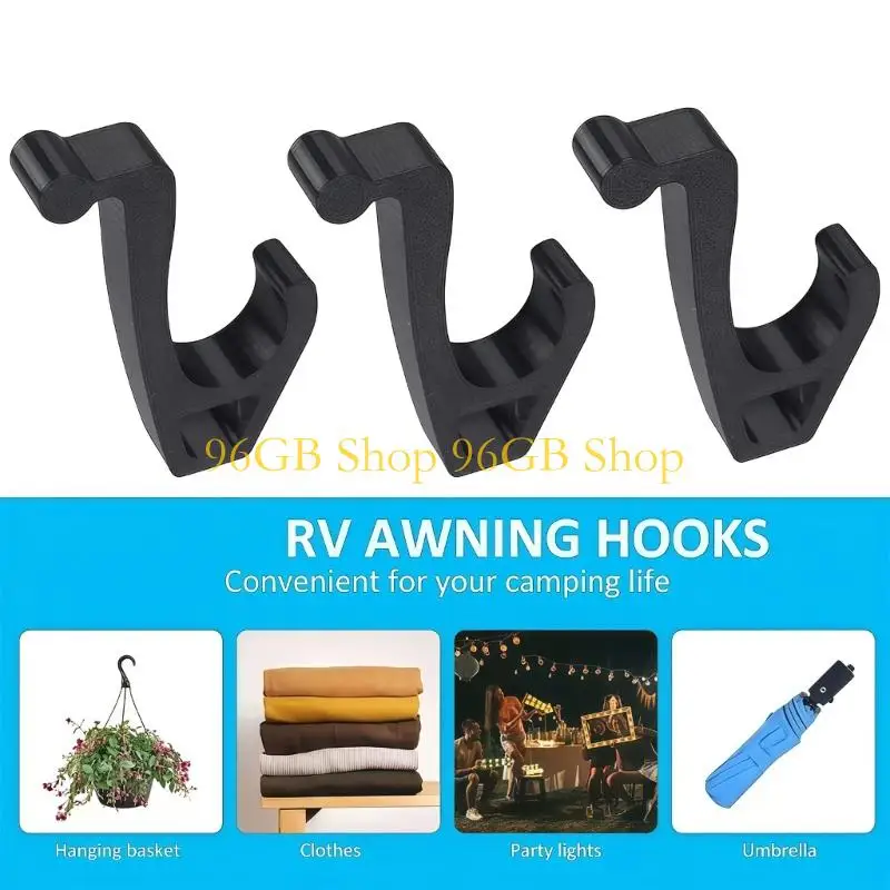 96GB Awning Side Hook for Outdoor Stops and Camping Days, Slide In Hook for Towels, Lighting, and Light Gear for Awnings