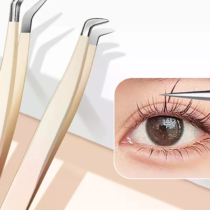 1 Stück Wimpernpinzette Verlängerung Edelstahl Superharte Pinzette mit Faserspitzen Hochpräzise antistatische Pinzette