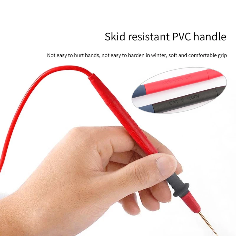 High-Quality Multimeter Test Leads Cable Pen Probe Wire Interchangeable Head Silicone Anti-skid Test Wire Tips