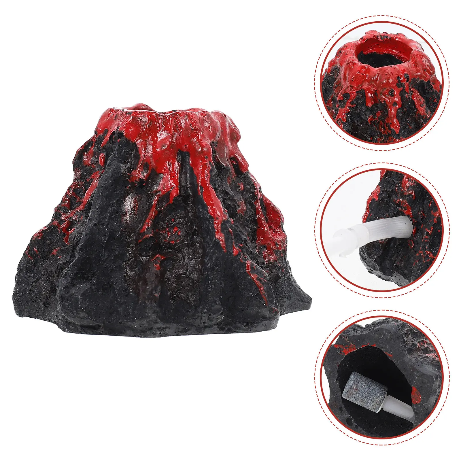 Realistic Resin Volcano Aquarium Ornament for Fish Tank Decor Lifelike Landscaping Decoration with Hiding Spot Bubbler Function