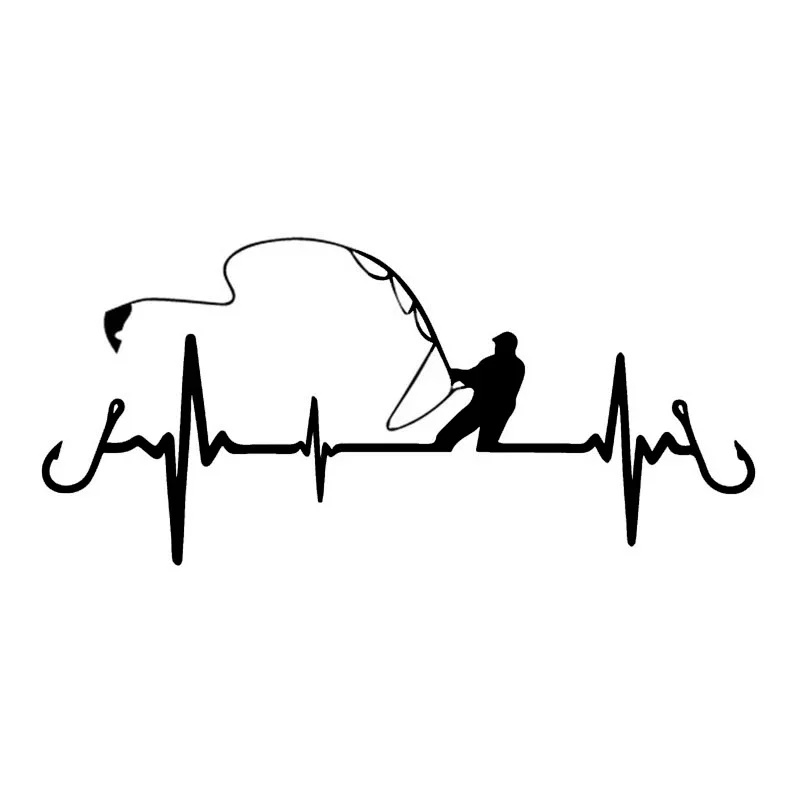 Car Sticker Funny Heartbeat Fishing Car Automobiles Motorcycles Exterior Accessories Vinyl Decals