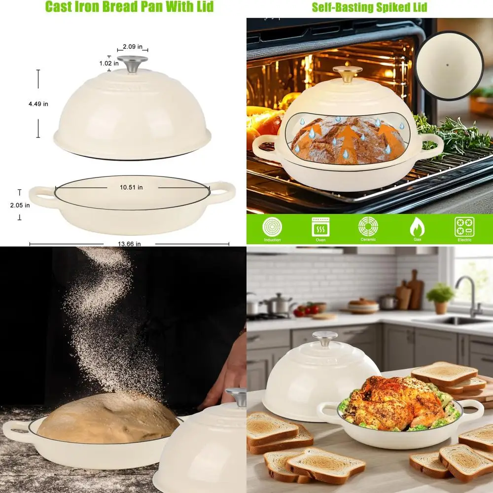 

Enameled Cast Iron Dutch Oven, 7-Quart Non-Stick Pot with Lid, Ideal for Bread Baking, Roasting, Braising, Stewing, and Soups, W