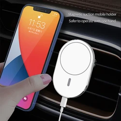 Magnetyczne uchwyty samochodowe do telefonów Magsafe iPhone 12 13 14 15 Pro Max magnes 15W Qi bezprzewodowe ładowarki akcesoria