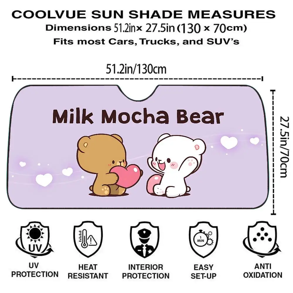 Cartoon M-Milk And M-Mocha Car SunShade Car Sunshade Covers Cover Universal Windscreen Folding Visor - view 6