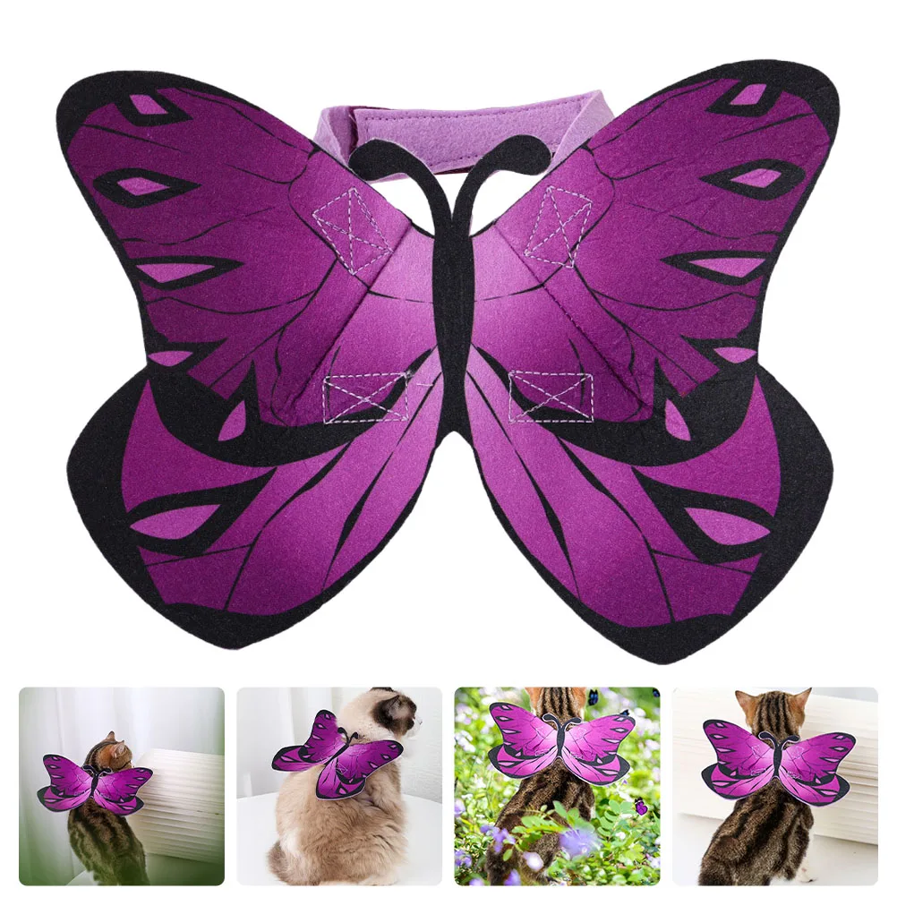 

Pet Halloween Costume Cat Clothing Kitten Inflatable Butterfly Wings Purple Decorative Cosplay Prop Lightweight