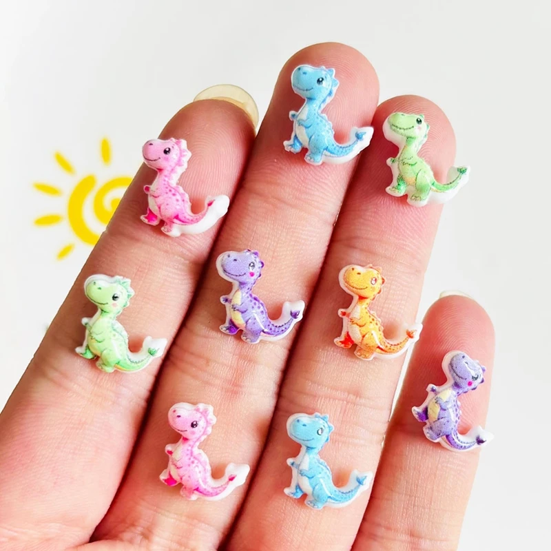 55 Cute Resin Mini Cartoon Colorful Dinosaur Nail Art Flat Bottom DIY Scrapbook Decorative Jewelry A155