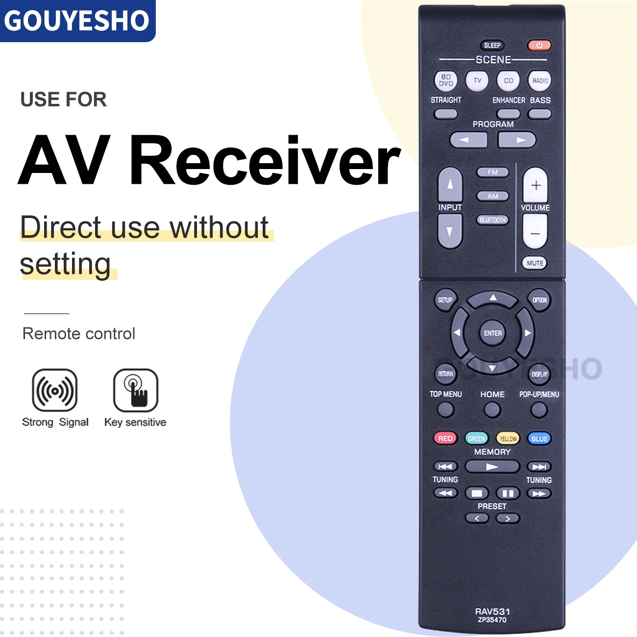 New Suitable for Yamaha Receiver Audio Video Remote Control RAV531 ZP35470 RAV552 ZW44660 RAV533 ZP35490