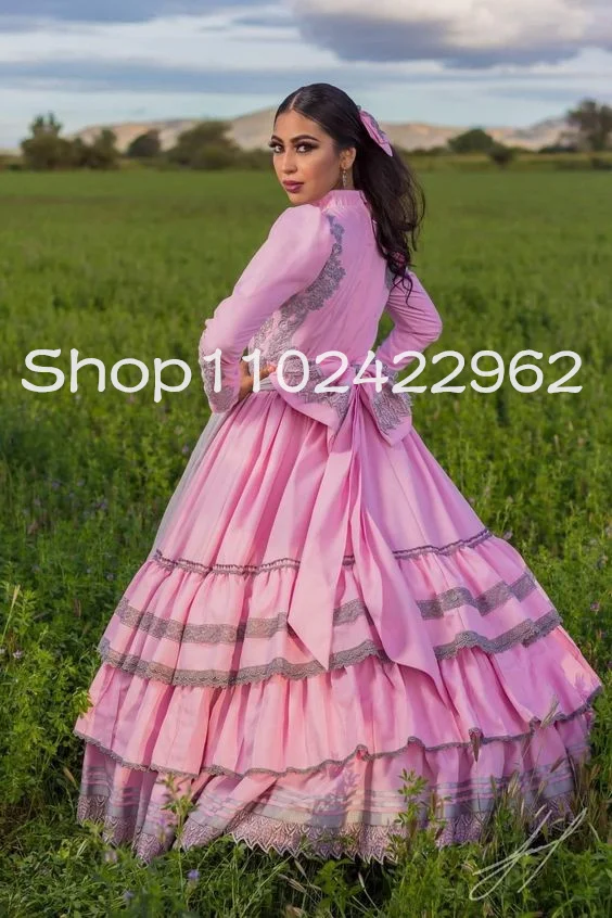 Metropolitan Museum Costume Evening Occasion Dresses Pink Lace Ruffles Skirt Xvcharros Mexican Prom Birthday Gown customsized