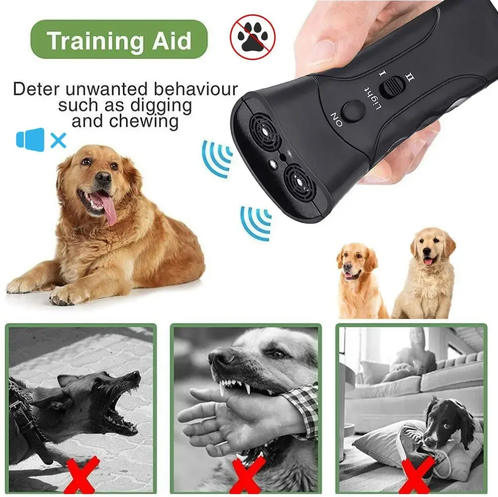 Ultrasonic Bark Arrester Anti Bark Device Ultrasonic Dog Barking Control Stop Repeller Trainer Tool for Pets Training Supplies